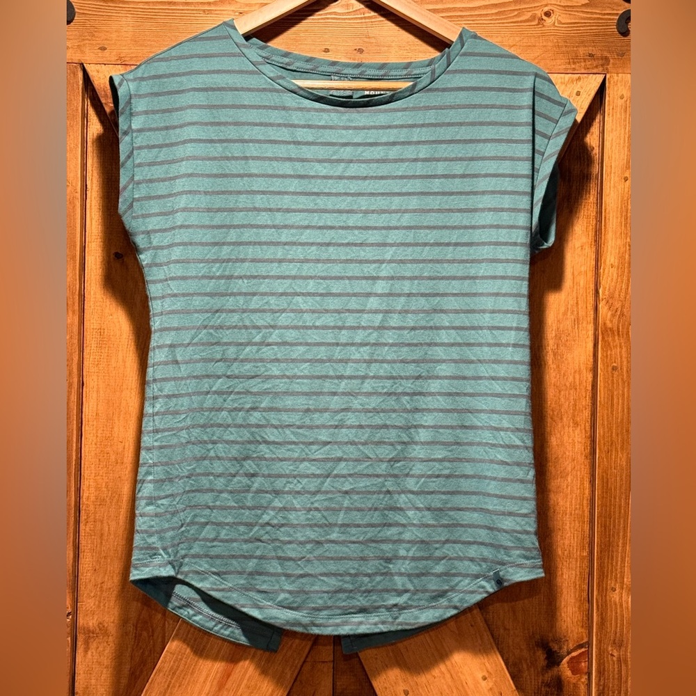 Mountain Hardwear Teal Striped Short Sleeve Top